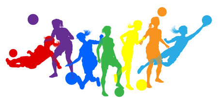 Soccer Female Football Women Players Silhouettesのイラスト素材
