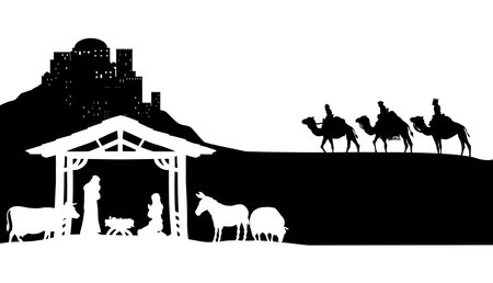 Christmas Nativity Scene Bethlehem Manger Wise Menのイラスト素材