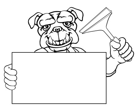 Window Cleaner Bulldog Car Wash Cleaning Mascotのイラスト素材