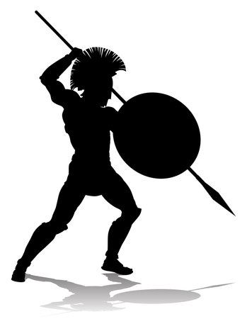 Spartan Silhouette Gladiator Trojan Greek Warriorのイラスト素材