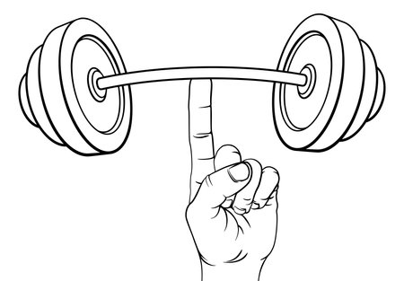 Weight Lifting Hand Finger Holding Barbell Conceptのイラスト素材