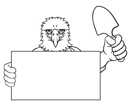 Gardener Eagle Bird Cartoon Handyman Tool Mascotのイラスト素材