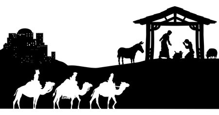 Christmas Nativity Scene Bethlehem Manger Wise Menのイラスト素材