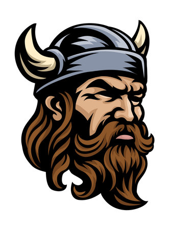 Viking Warrior Head in Helmet Mascot Face Manのイラスト素材