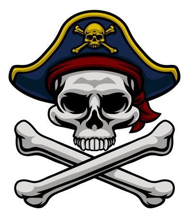 Pirate Hat Skull and Crossbones Cartoonのイラスト素材