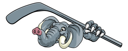 Elephant Ice Hockey Player Animal Sports Mascotのイラスト素材