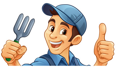 Gardener Cartoon Garden Tool Man Farmer Mascotのイラスト素材