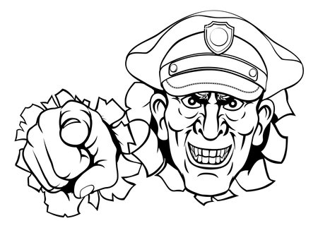 Policeman Mean Police Officer Ponting Cartoonのイラスト素材