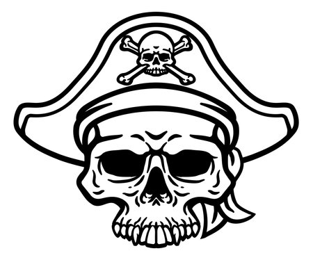Pirate Hat Skull and Crossbones Cartoonのイラスト素材