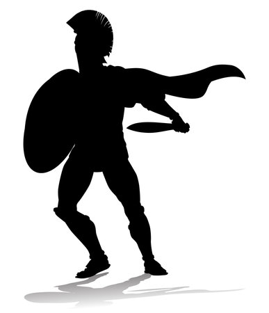 Spartan Silhouette Gladiator Trojan Greek Warriorのイラスト素材