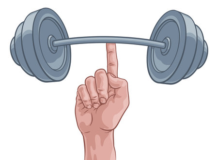 Weight Lifting Hand Finger Holding Barbell Conceptのイラスト素材