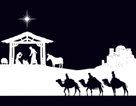 Christmas Nativity Scene Bethlehem Manger Wise Menのイラスト素材