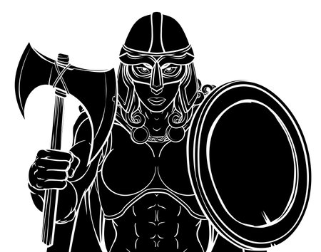 Viking Trojan Spartan Celtic Warrior Knight Womanのイラスト素材
