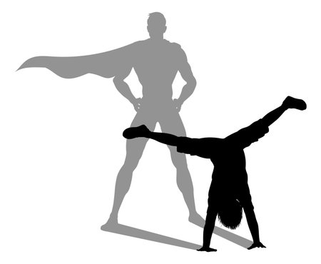 Superhero Child Kid With Super Hero Shadowのイラスト素材