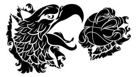 Bald Eagle Hawk Ripping Basketball Ball Mascotのイラスト素材