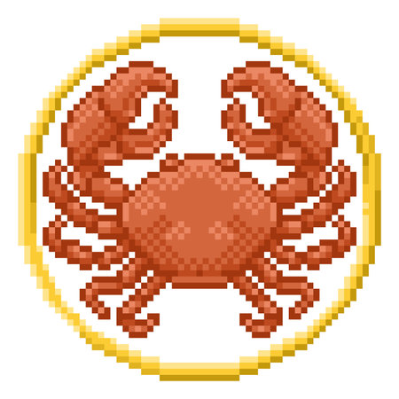 Zodiac Horoscope Astrology Cancer Pixel Art Signのイラスト素材