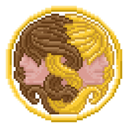 Zodiac Horoscope Astrology Gemini Pixel Art Signのイラスト素材