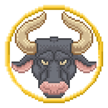 Zodiac Horoscope Astrology Taurus Pixel Art Signのイラスト素材