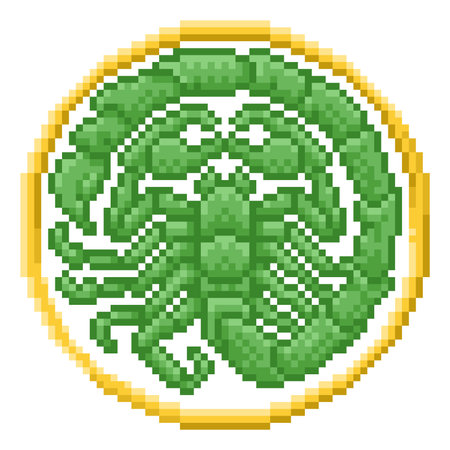 Zodiac Horoscope Astrology Scorpio Pixel Art Signのイラスト素材