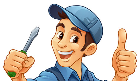 Electrician Handyman Screwdriver Cartoon Mascotのイラスト素材