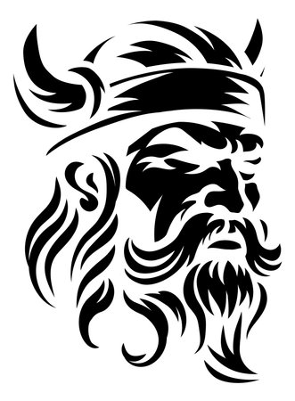 Viking Warrior Man Strong Mascot Face in Helmetのイラスト素材