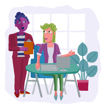 Women Working Business Illustration Office Sceneのイラスト素材