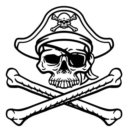 Pirate Hat Skull and Crossbones Cartoonのイラスト素材