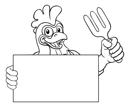 Gardener Chicken Rooster Cartoon Handyman Mascotのイラスト素材
