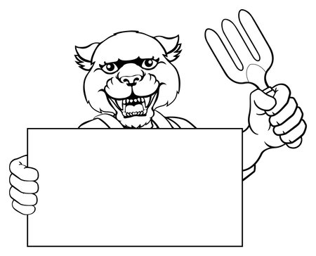 Gardener Panther Cartoon Tool Handyman Mascotのイラスト素材