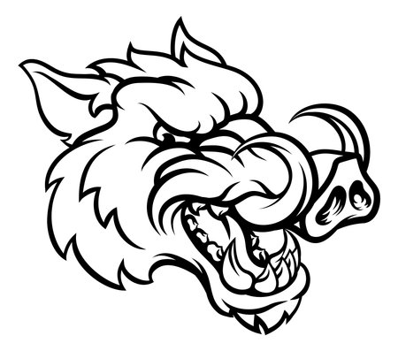 Boar Wild Hog Razorback Warthog Mascot Pig Cartoonのイラスト素材