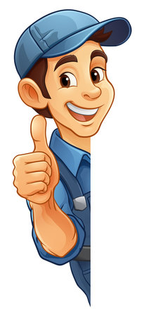 Handyman Mechanic Painter Plumber Cartoon Mascotのイラスト素材