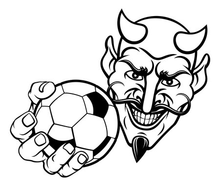 Devil Soccer Football Ball Sports Mascot Cartoonのイラスト素材