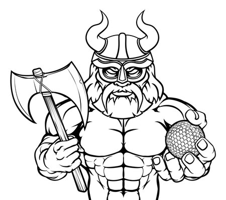 Viking Golf Sports Mascotのイラスト素材