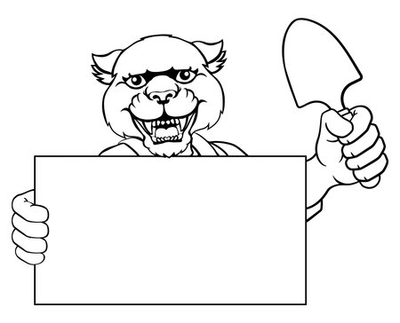 Gardener Panther Cartoon Tool Handyman Mascotのイラスト素材
