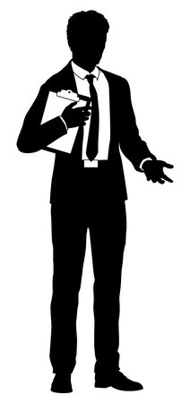 Business People Man With Clipboard Silhouetteのイラスト素材
