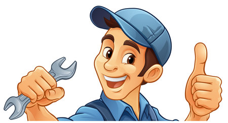 Mechanic Plumber Cartoon Wrench Spanner Handymanのイラスト素材