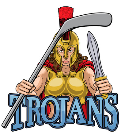 Trojan Woman Ice Hockey Sports Team Mascotのイラスト素材