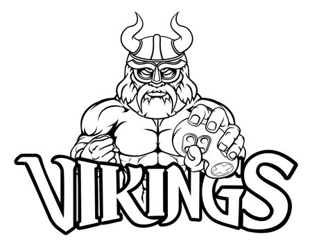 Viking Gamer Gladiator Warrior Controller Mascotのイラスト素材