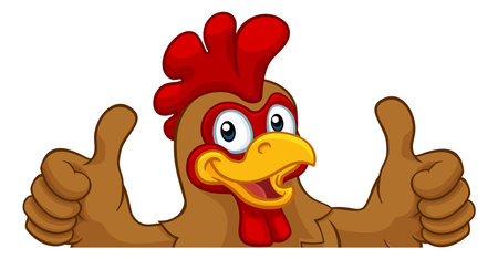 Chicken Rooster Cockerel Bird Cartoon Characterのイラスト素材