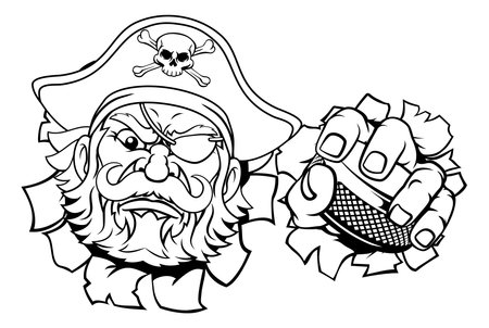 Pirate Ice Hockey Sports Mascot Cartoonのイラスト素材