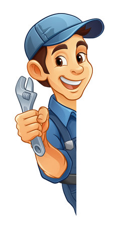 Mechanic Plumber Cartoon Wrench Spanner Handymanのイラスト素材