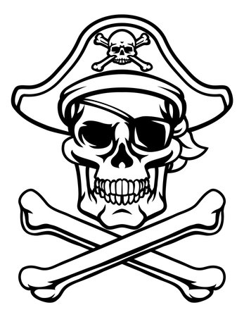 Pirate Hat Skull and Crossbones Cartoonのイラスト素材