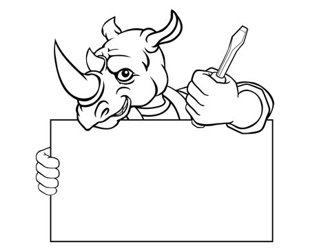 Electrician Rhino Screwdriver Tool Handymanのイラスト素材