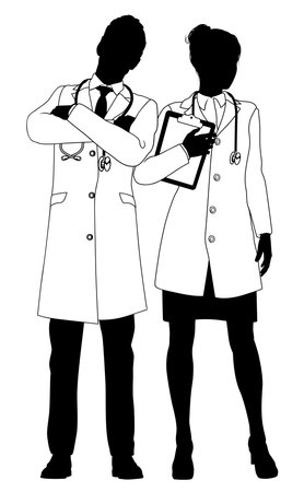 Male and Female Doctors Man and Woman Silhouetteのイラスト素材