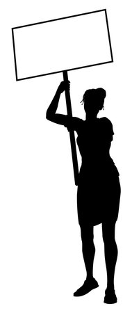 Protest Rally March Picket Sign Silhouette Personのイラスト素材