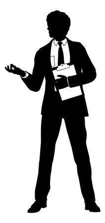 Business People Man With Clipboard Silhouetteのイラスト素材