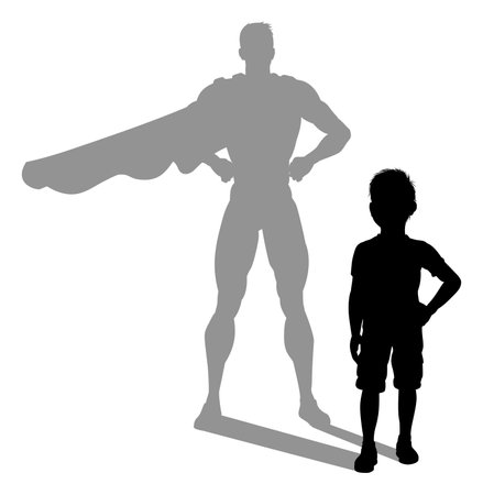 Superhero Child Kid With Super Hero Shadowのイラスト素材