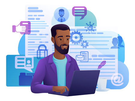 Resume Person Laptop Online Recruitment Searchのイラスト素材