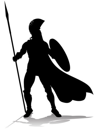 Spartan Silhouette Gladiator Trojan Greek Warriorのイラスト素材