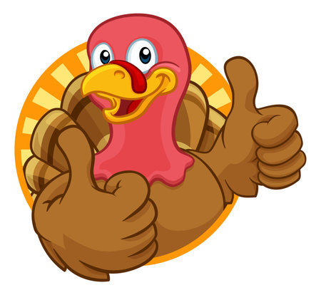 Turkey Thanksgiving or Christmas Cartoon Characterのイラスト素材